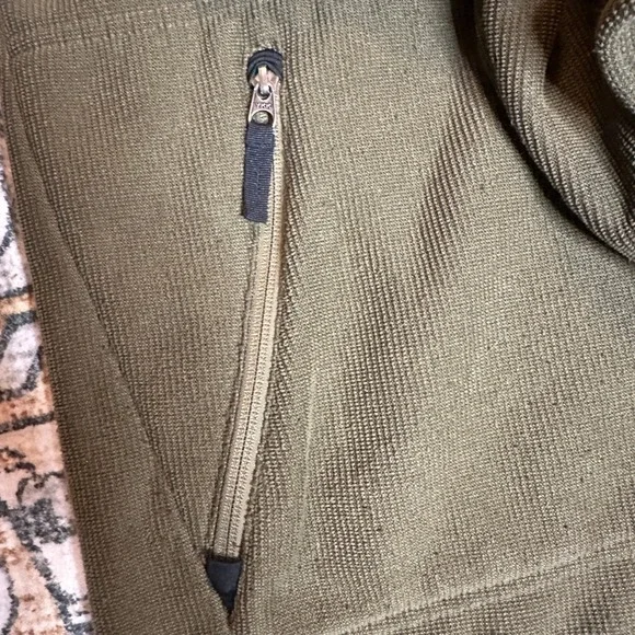 Aigle Olive Green Softshell Fleece-Lined Hooded Jacket Outdoor Zip-Up Men's XXL - Picture 3 of 8